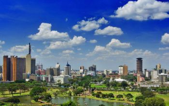 Image of Nairobi urban skyline with green parkland foreground