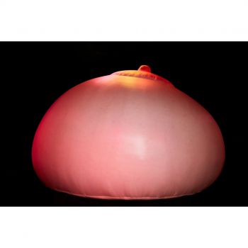 Photograph from the exhibition of a giant inflatable breast, taken by Amy Gwatkin