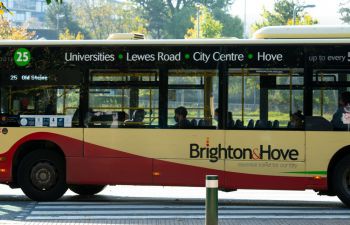 Brighton and Hove Yellow and red bus