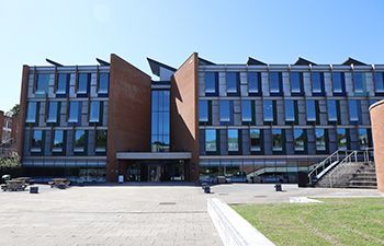 The Business School, a photo of the front Jubilee building on a sunny day