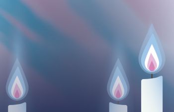 A digital drawing of candles with a blue and pink coloured background.