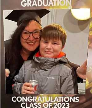 Joanna Dale and her son at the apprenticeship graduation