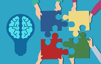 Abstract graphic of researchers working together