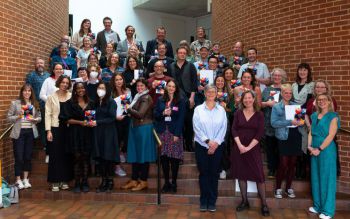 Winners of the 2023 Education Awards with the Vice-Chancellor Sasha Rosneil and former PVC for Education Kelly Coate