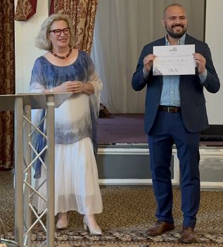 Mexican Ambassador to the UK Josefa González-Blanco Ortiz-Mena standing with award winner