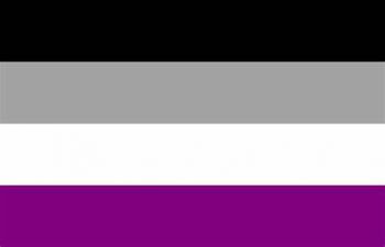 A flag with purple, grey, white and black horizontal stripes.