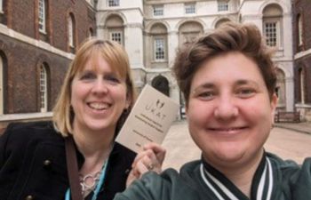 Wendy and Heather took a selfie with the award