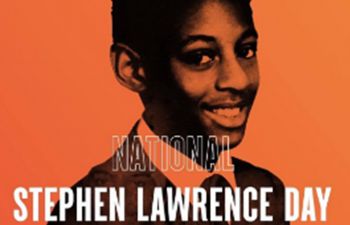 Picture of Stephen Lawrence with and orange background