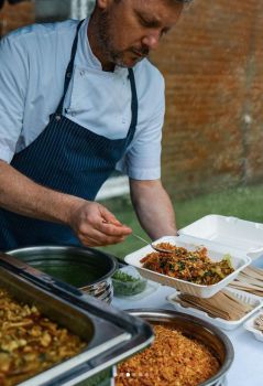 Sussex Uni Food Executive Chef Mike King serving food on campus