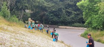 Some members of the Careers and Entrepreneurship team carrying buckets