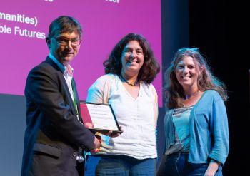 Dr Joanna Smallwood receiving her award with Professor Fiona Matthews