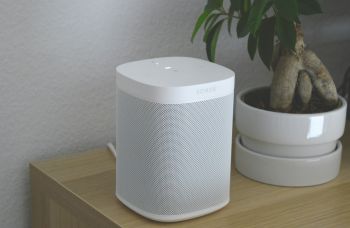 A white Sonos device.