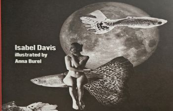 The book's cover showing a woman with fish, in front of a moon