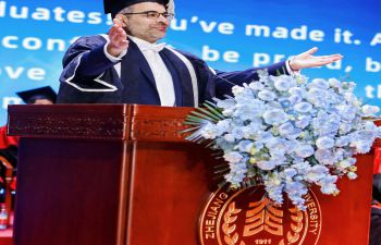 Robin Banerjee congratulated the graduates at their graduation ceremony