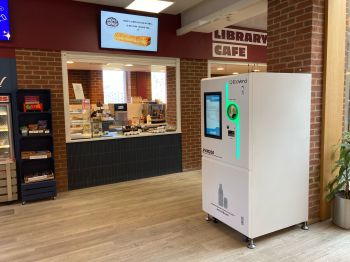 Reverse vending machine in the Library Cafe