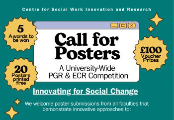 Teal poster with details of the CSWIR Poster competition