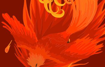 Image of a red phoenix bird illustration