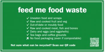The sticker that will be going on our food waste caddies