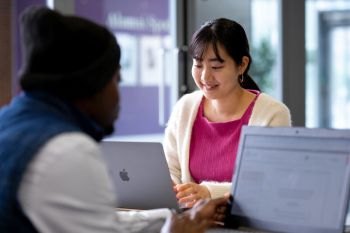 Student using laptop