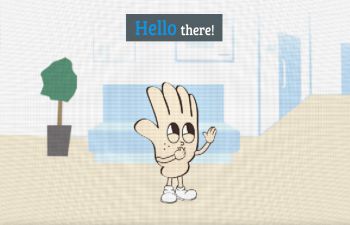 A screenshot from a new animation video showing a cartoon hand in a clinical setting