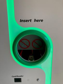 The 'Insert here' part of the reverse vending machine