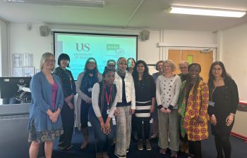 Participants in our reciprocal mentoring programme and our external trainer, pictured during reciprocal mentoring training as part of the British Council funded initiative.