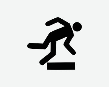 Image of a cartoon person tripping over on a step.