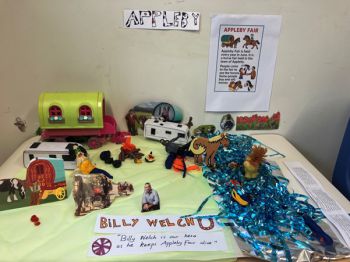 A series of arts and crafts and toys representing Appleby Fair