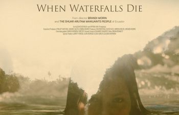 The poster for the film 'When Waterfalls Die' depicting a women submerged in water