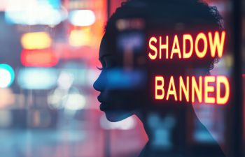 Image of female with wording Shadow Banning