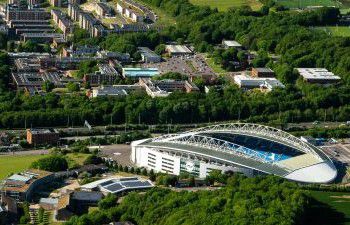 Aerial view of Amex stadium and the University