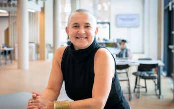 Pro-Vice-Chancellor (Education and Students), Professor Kate O'Riordan smiling to camera.