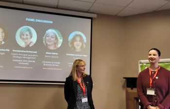 Alison Bailey, Associate Professor of Management from the Business School, and Kristabel Lanham-New, a Year 1 Management student