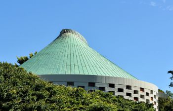 The roof of a building on campus.