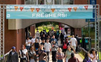 Students on campus during Welcome Week