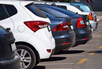 Cars in a car park.
