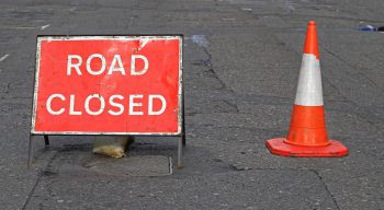 A 'road closed' sign.