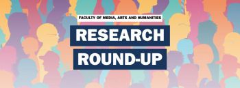 Colourful silhouettes of people talking with the words Research Round-up written on the top