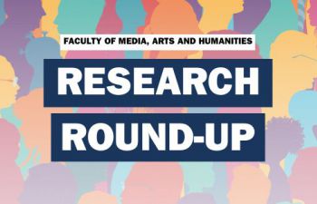 Colourful silhouettes of people talking with the words Research Round-up written on the top