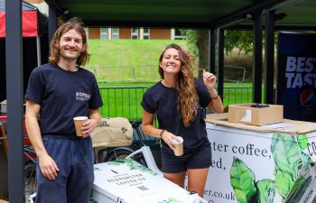A picture of two people from Redroaster Coffee at a previous Freshers Foodie event