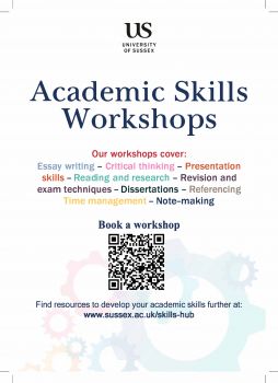 Workshop poster with written details on topic to be covered & QR to book sessions.