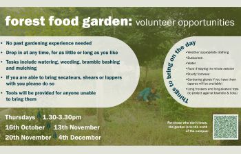A green flyer highlighting the gardening event