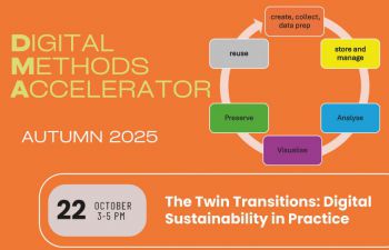 Orange poster with Digital Methods Accelerator programme for Autumn 2025