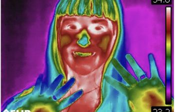 A thermal image of Prof Gillian Forrester shows a cooler area on her nose