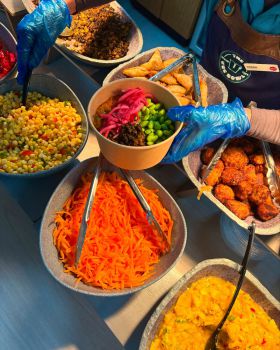 A photo of a colourful food spread