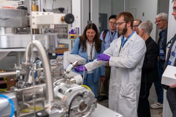 Professor Hazel Cox in a lab at C60 at 40