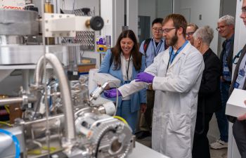 Professor Hazel Cox in a lab at C60 at 40