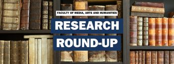 Bookshelves with antique books in the background with Research Round-up written on the top