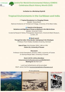 This is a poster of the workshop with three photographs of the three sites, Tobago, the Indian ocean and Kalimpong