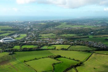 Aerial view of the University of Sussex campus
